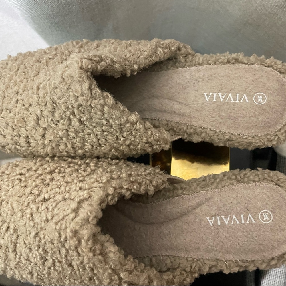 Tan Square-Toe Wedge Mules - Picture 4 of 6